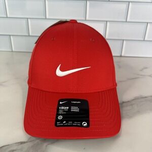 Nike Hat Cap Strap Back Red White Swoosh Legacy91 Golf Dri-FIT One Size Mens